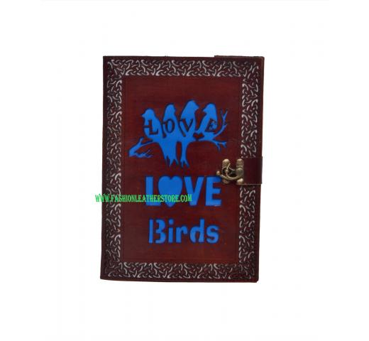 Vintage Genuine New Design Cut Work Leather Journal Embossed Love Birds Notebook Diary